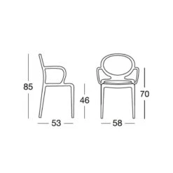 4 Chaises GIO Avec Accoudoirs Par Scab Design -Magasin À Domicile 4 chaises gio avec accoudoirs par scab design 2