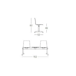Banc D'attente Ignifugé Bench Alice 2 Chaises Et 1 Tablette - Scab Design -Magasin À Domicile banc d attente ignifuge bench alice 2 chaises et 1 tablette scab design 2