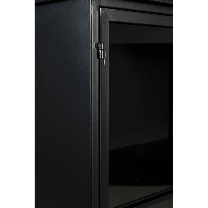 Buffet 4 Portes En Bois Et Métal Noir à Roulettes 120cm FERRE - Boite à Design 10 Buffet 4 Portes En Bois Et Métal Noir à Roulettes 120cm FERRE - Boite à Design – Image 8