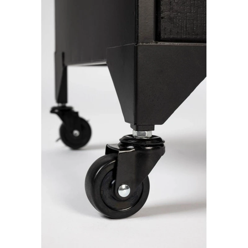 Buffet 4 Portes En Bois Et Métal Noir à Roulettes 120cm FERRE - Boite à Design 12 Buffet 4 Portes En Bois Et Métal Noir à Roulettes 120cm FERRE - Boite à Design – Image 10