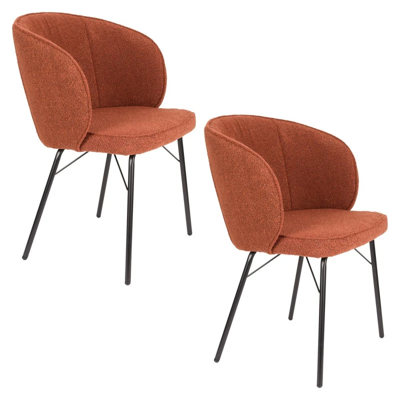 Chaises Tissu Bouclé De Salle à Manger Joa - Lot De 2 3 Chaises Tissu Bouclé De Salle à Manger Joa - Lot De 2