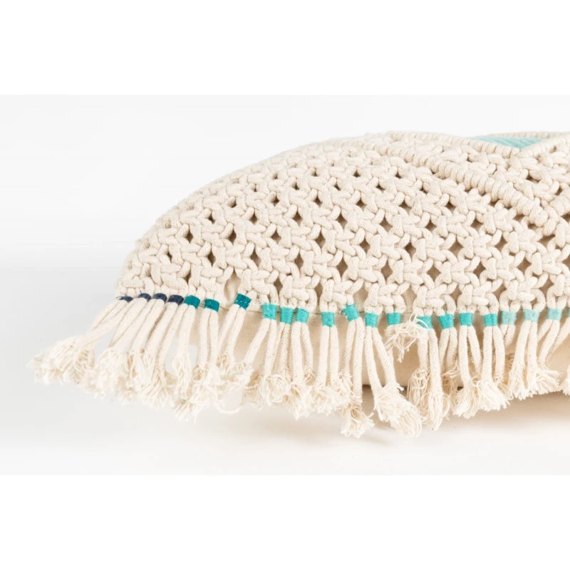 Coussin EVI Design Brodé Bleu Et Ivoire - Zuiver 4 Coussin EVI Design Brodé Bleu Et Ivoire - Zuiver – Image 2