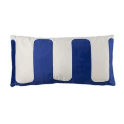 Coussin Tissu Blanc Et Bleu AYA 30x60 Cm - Boite à Design