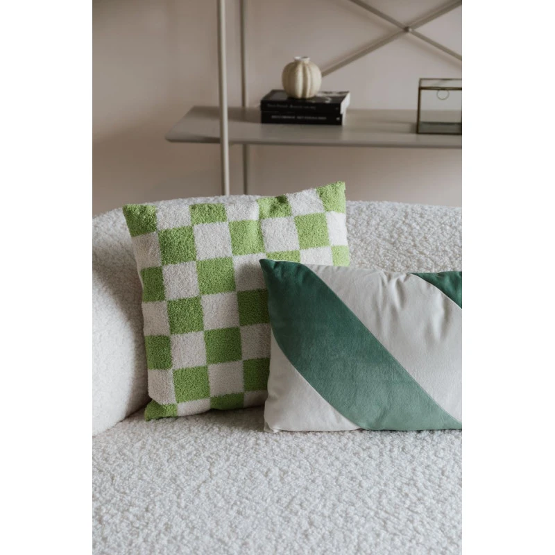 Coussin Tissu Blanc Et Vert HOY 30x60 Cm - Boite à Design 4 Coussin Tissu Blanc Et Vert HOY 30x60 Cm - Boite à Design – Image 2