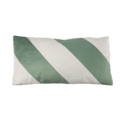 Coussin Tissu Blanc Et Vert HOY 30x60 Cm - Boite à Design