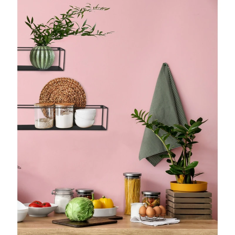 Deux étagères Murales 65 Cm Design En Métal Noir LISA 4 Deux étagères Murales 65 Cm Design En Métal Noir LISA – Image 2