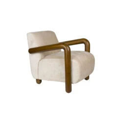 Fauteuil Lounge Bois Et Tissu Robinson - Dutchbone