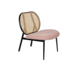 Fauteuil Lounge SPIKE En Canne De Rotin Et Assise En Tissu - Zuiver