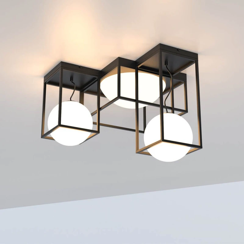 Grand Plafonnier 5L Desigual En Métal Et Verre - Mantra 3 Grand Plafonnier 5L Desigual En Métal Et Verre - Mantra