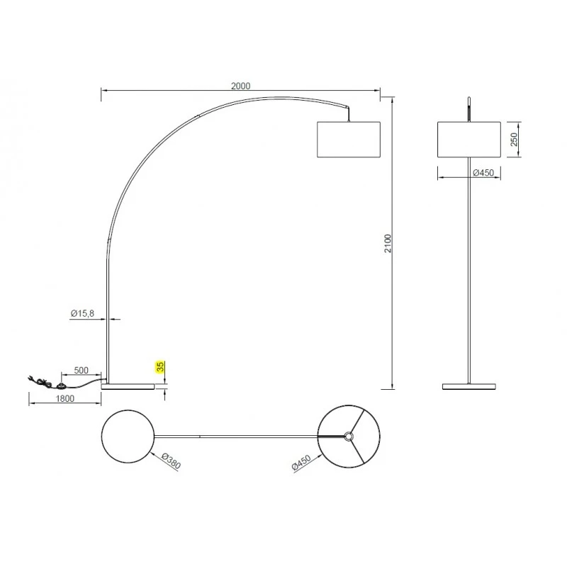 Trio Lampadaire En Arc Design MANSUR 7 Trio Lampadaire En Arc Design MANSUR – Image 5