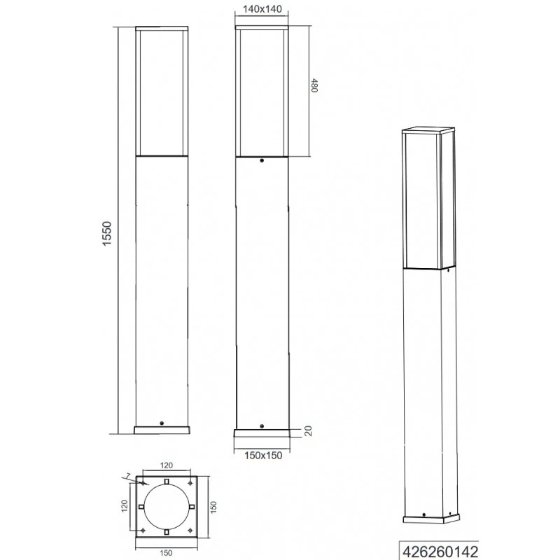 Trio Lampadaire Extérieur Led Fuerte IP54 12 Trio Lampadaire Extérieur Led Fuerte IP54 – Image 10