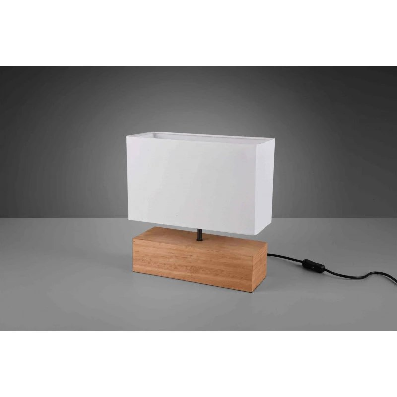 Trio Lampe à Poser WOODY Rectangle Bois Abat-jour Tissu 5 Trio Lampe à Poser WOODY Rectangle Bois Abat-jour Tissu – Image 3