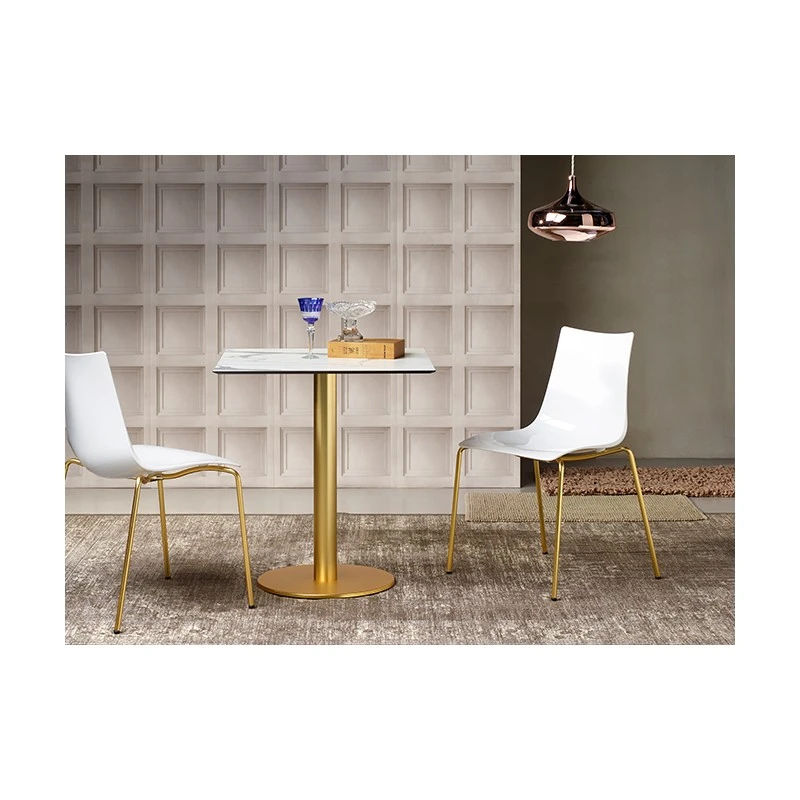 Lot De 2 Chaises Design Blanches Pieds Laiton Satiné Zebra - Scab Design 4 Lot De 2 Chaises Design Blanches Pieds Laiton Satiné Zebra - Scab Design – Image 2