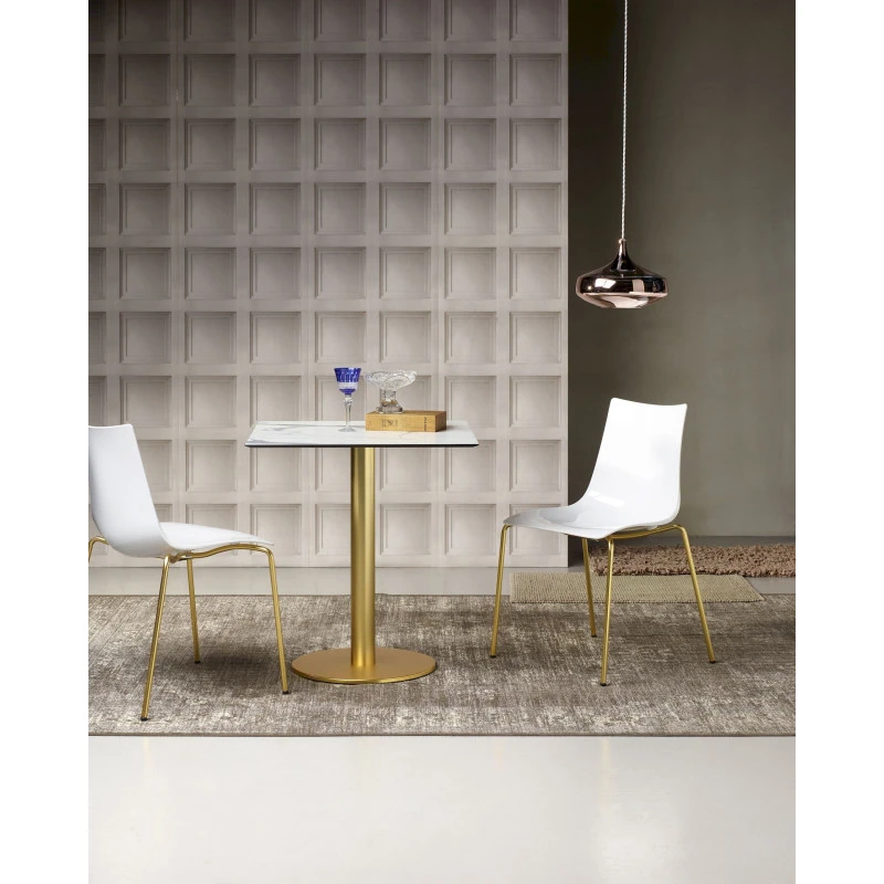 Lot De 2 Chaises Design Blanches Pieds Laiton Satiné Zebra - Scab Design 5 Lot De 2 Chaises Design Blanches Pieds Laiton Satiné Zebra - Scab Design – Image 3