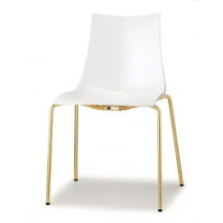 Lot De 2 Chaises Design Blanches Pieds Laiton Satiné Zebra - Scab Design