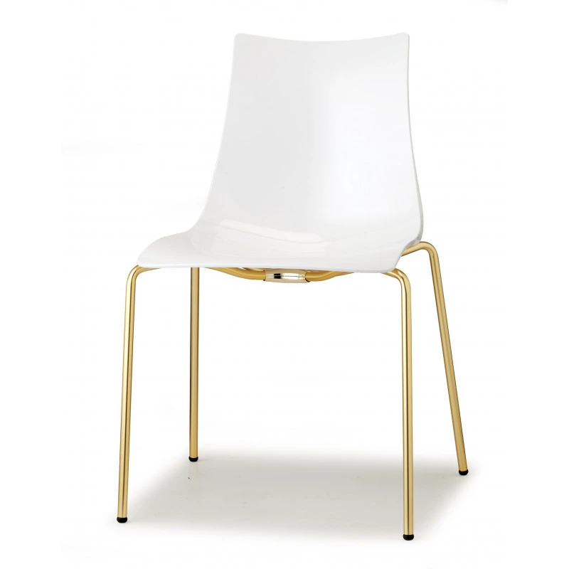 Lot De 2 Chaises Design Blanches Pieds Laiton Satiné Zebra - Scab Design 3 Lot De 2 Chaises Design Blanches Pieds Laiton Satiné Zebra - Scab Design