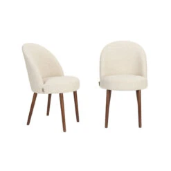 Lot De 2 Chaises Tissu Boucle Et Bois Dutchbone - BARBARA