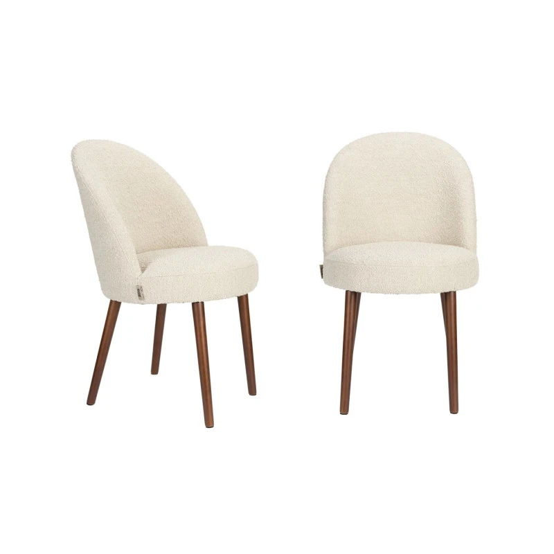 Lot De 2 Chaises Tissu Boucle Et Bois Dutchbone - BARBARA 3 Lot De 2 Chaises Tissu Boucle Et Bois Dutchbone - BARBARA