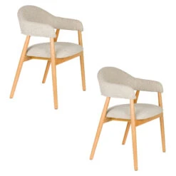 Lot De Deux - Fauteuil Bois Et Tissu - INDY