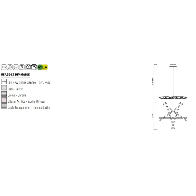 Lustre Design 5 Lampes Led Dimmable Aire - Mantra 4 Lustre Design 5 Lampes Led Dimmable Aire - Mantra – Image 2