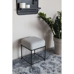 Petit Tabouret Carré Avec Coussin Milou -Magasin À Domicile petit tabouret carre avec coussin milou 1