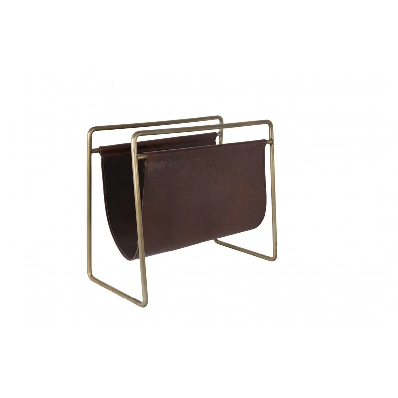 Porte-revues Vintage Métal Cuir SCHOLAR - Dutchbone 5 Porte-revues Vintage Métal Cuir SCHOLAR - Dutchbone – Image 3