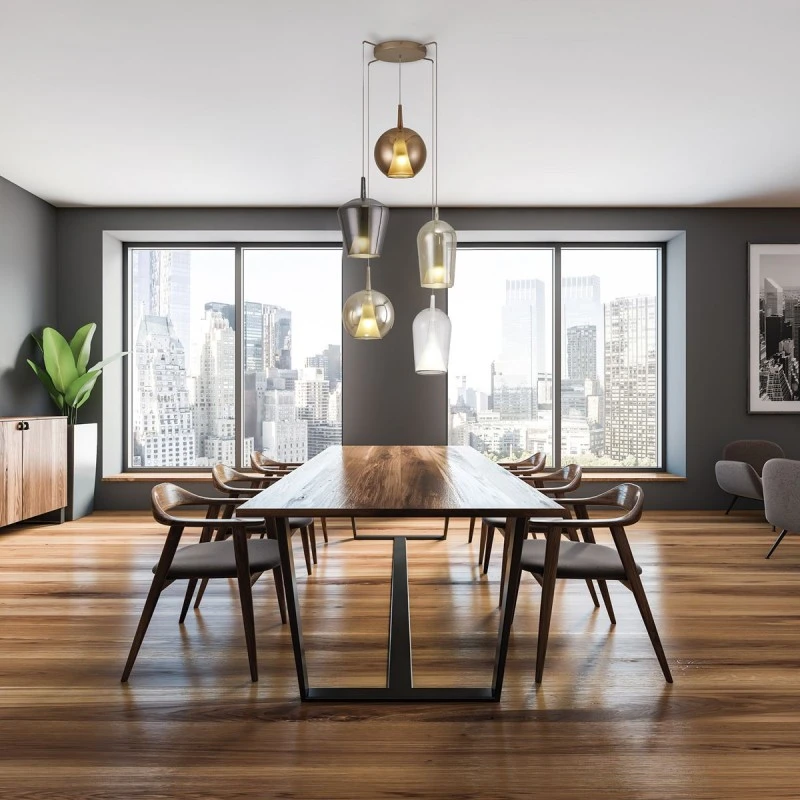 Suspension 5 Abat-jour En Verre Elsa - Mantra 4 Suspension 5 Abat-jour En Verre Elsa - Mantra – Image 2