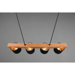 Trio Suspension CAMERON En Ligne Bois Et Tissus 4 Lampes -Magasin À Domicile suspension cameron ligne bois tissus 4 lampes 11