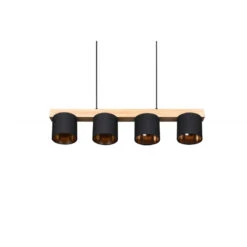 Trio Suspension CAMERON En Ligne Bois Et Tissus 4 Lampes -Magasin À Domicile suspension cameron ligne bois tissus 4 lampes 12