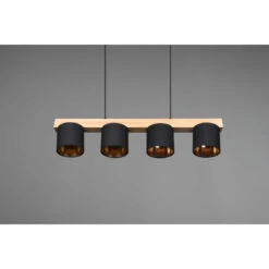 Trio Suspension CAMERON En Ligne Bois Et Tissus 4 Lampes -Magasin À Domicile suspension cameron ligne bois tissus 4 lampes 13
