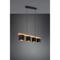 Trio Suspension CAMERON En Ligne Bois Et Tissus 4 Lampes -Magasin À Domicile suspension cameron ligne bois tissus 4 lampes 15