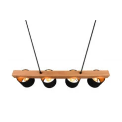 Trio Suspension CAMERON En Ligne Bois Et Tissus 4 Lampes -Magasin À Domicile suspension cameron ligne bois tissus 4 lampes 2
