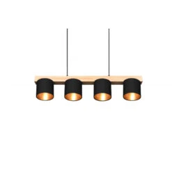 Trio Suspension CAMERON En Ligne Bois Et Tissus 4 Lampes -Magasin À Domicile suspension cameron ligne bois tissus 4 lampes 4