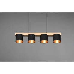 Trio Suspension CAMERON En Ligne Bois Et Tissus 4 Lampes -Magasin À Domicile suspension cameron ligne bois tissus 4 lampes 5
