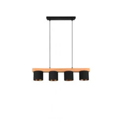 Trio Suspension CAMERON En Ligne Bois Et Tissus 4 Lampes -Magasin À Domicile suspension cameron ligne bois tissus 4 lampes 8