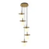 Suspension Cascade 5 Lampes Or Et Verre
