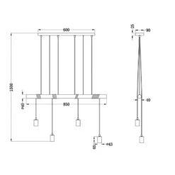 Trio Suspension Industrielle 4 Lampes Tige Bois BRODY -Magasin À Domicile suspension industrielle 4 lampes tige bois brody 2