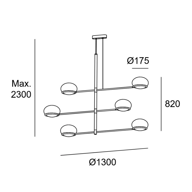 Suspension Moderne Design 6 Lampes COCO 8 Suspension Moderne Design 6 Lampes COCO – Image 6