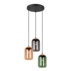 Trio Suspension En Verre Coloré Trois Lampes - CORK