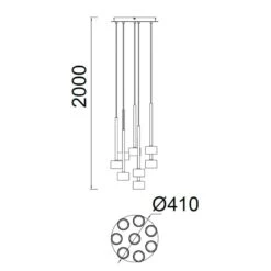 Suspensions 8L Verre Tonic Mantra 12W IP20 -Magasin À Domicile suspensions 8l verre tonic mantra 12w ip20 2