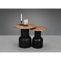 Table D'appoint Bois Et Métal RONJA 50 Cm -Magasin À Domicile table appoint bois metal ronja 50 cm 1