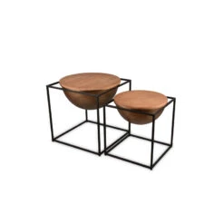 Table Basse 42 X 47,5 Cm Métal Et Bois CELINA -Magasin À Domicile table basse 42 x 475 cm metal bois celina 2