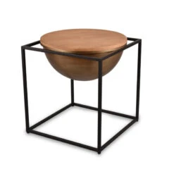 Table Basse 42 X 47,5 Cm Métal Et Bois CELINA