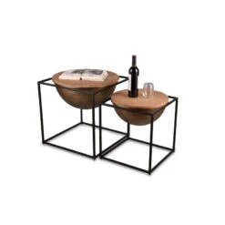 Table Basse 42 X 47,5 Cm Métal Et Bois CELINA -Magasin À Domicile table basse 42 x 475 cm metal bois celina 3