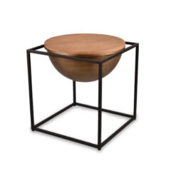 Table Basse 53 X 55 Cm Métal Et Bois CELINA