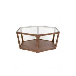 Table Basse Hexagonale En Bois Et Verre Dutchone - SITA -Magasin À Domicile table basse hexagonale en bois et verre dutchone sita 2