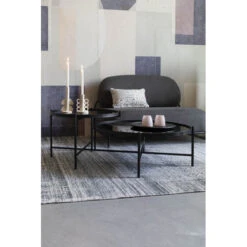 Table Basse Li Double Plateaux Miroir Trempé Noir - Boite à Design -Magasin À Domicile table basse li double plateaux miroir trempe noir boite a design 10