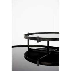 Table Basse Li Double Plateaux Miroir Trempé Noir - Boite à Design -Magasin À Domicile table basse li double plateaux miroir trempe noir boite a design 4