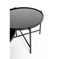 Table Basse Li Double Plateaux Miroir Trempé Noir - Boite à Design -Magasin À Domicile table basse li double plateaux miroir trempe noir boite a design 5