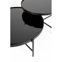 Table Basse Li Double Plateaux Miroir Trempé Noir - Boite à Design -Magasin À Domicile table basse li double plateaux miroir trempe noir boite a design 7